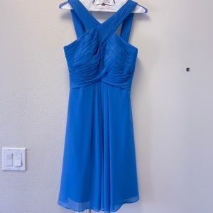 Azazie Amani Blue Jay Knee-Length Dress Size A2
